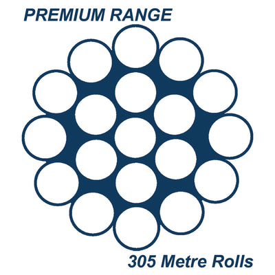 1 x 19 Wire Rope 316 Grade Stainless Steel - SIZES: 1.2mm - 14mm - 305 Metre Rolls