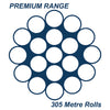 1 x 19 Wire Rope 316 Grade Stainless Steel - SIZES: 1.2mm - 14mm - 305 Metre Rolls