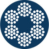 6x19 Fiber Core Wire Rope G1570 Galvanised PVC Coated Blue SIZES: 3.5-10mm