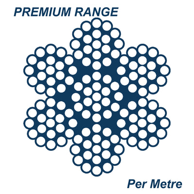 7 x 19 Wire Rope 316 Grade Stainless Steel - SIZES: 1.6mm - 16mm - Per Metre