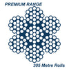 7 x 19 Wire Rope 316 Grade Stainless Steel - SIZES: 1.6mm - 16mm - 305 Metre Rolls