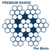 7 x 7 Wire Rope 316 Grade Stainless Steel - SIZES: 1mm - 12mm - Per Metre