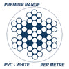 7x7 Wire Rope PVC Coated 316 Grade Stainless Steel - White - SIZES: 2.5mm - 6.4mm