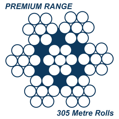 7 x 7 Wire Rope 316 Grade Stainless Steel - SIZES: 1mm - 12mm 305 Metre Roll