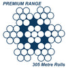 7 x 7 Wire Rope 316 Grade Stainless Steel - SIZES: 1mm - 12mm 305 Metre Roll