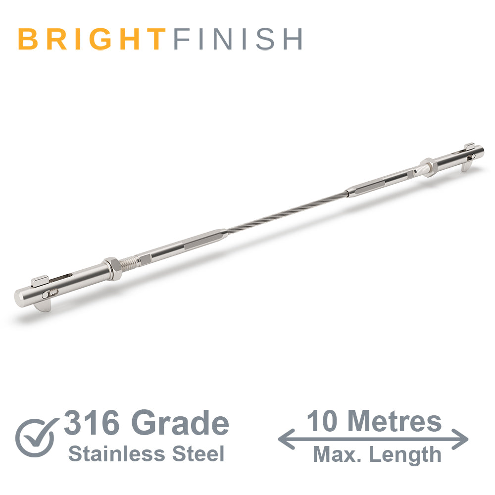 Bright Finish Factory Swaged Wire Balustrade - Flip Lock System - Suits Metal Posts