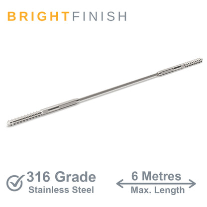 Bright Finish Factory Swaged Wire Balustrade - Lag Screw System - Suits Timber Posts