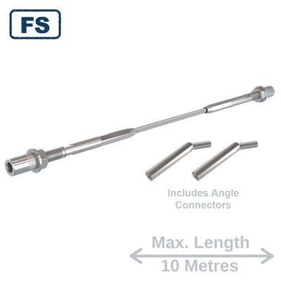 Bright Finish Factory Swaged Wire Balustrade - Metal Insert Stair System (Includes Angle Connectors) - Suits Metal Posts