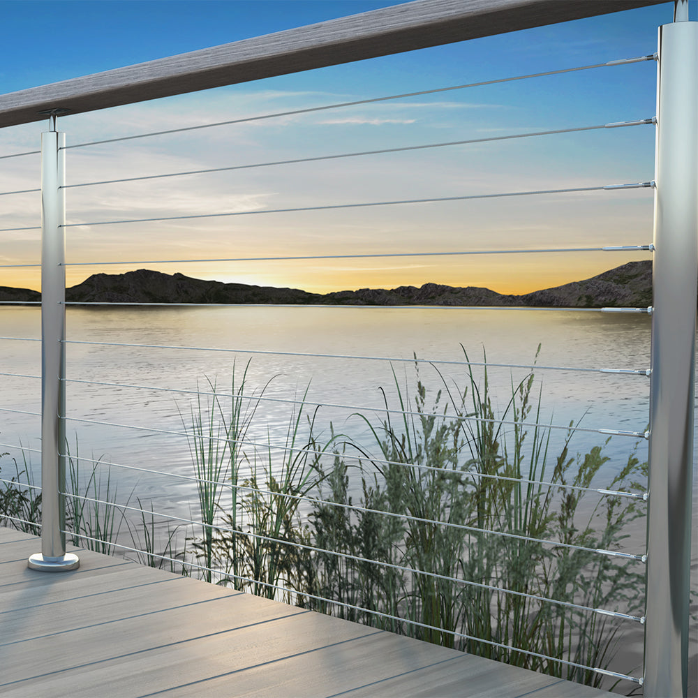 Bright Finish Factory Swaged Wire Balustrade - Metal Insert System - Suits Metal Posts