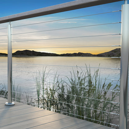 Bright Finish Factory Swaged Wire Balustrade - Metal Insert System - Suits Metal Posts
