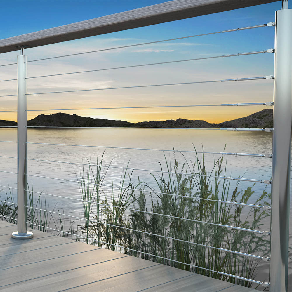 Bright Finish Factory Swaged Wire Balustrade - Rig Fork System with Nutserts - Suits Metal Posts