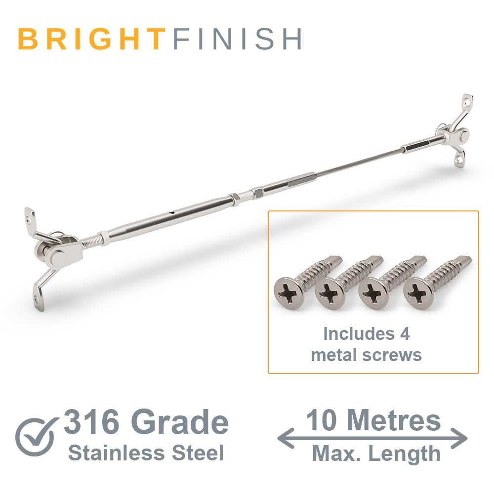 Bright Finish Factory Swaged Wire Balustrade - Rig Fork System with Saddles - Suits Metal Posts