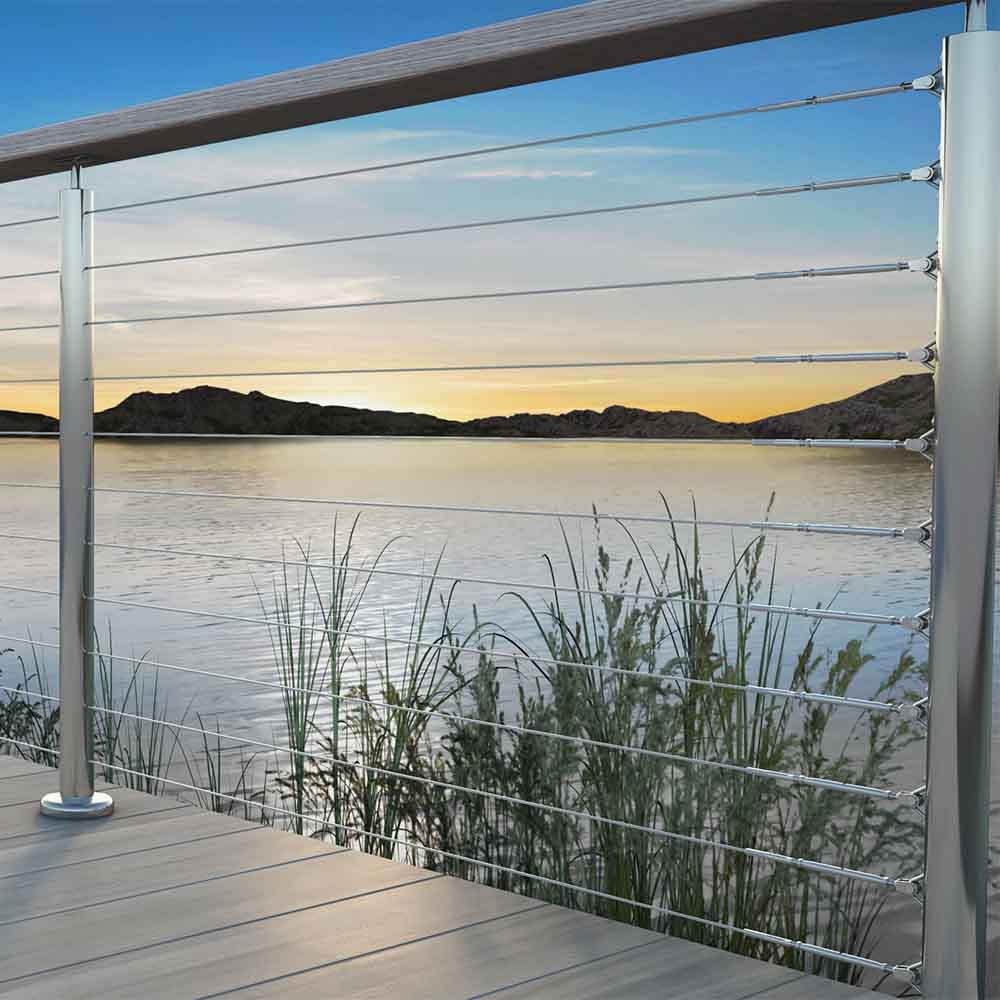 Bright Finish Factory Swaged Wire Balustrade - Rig Fork System with Saddles - Suits Metal Posts