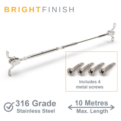 Bright Finish Factory Swaged Wire Balustrade - Rig Fork System with Saddles - Suits Metal Posts