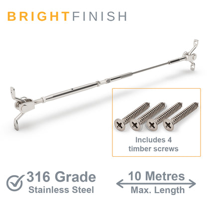 Bright Finish Factory Swaged Wire Balustrade - Rig Fork System with Saddles - Suits Timber Posts