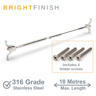 Bright Finish Factory Swaged Wire Balustrade - Rig Fork System with Saddles - Suits Timber Posts
