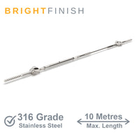 Bright Finish Factory Swaged Wire Balustrade - Rig Fork System with Screw Eyes - Suits Timber Posts