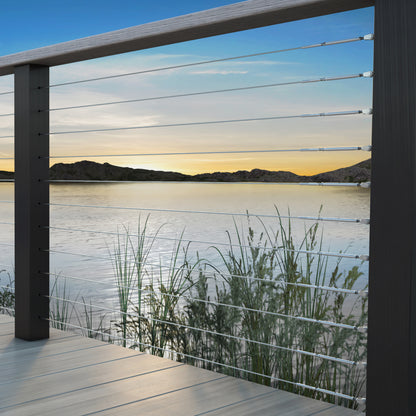 Bright Finish Factory Swaged Wire Balustrade - Rig Fork System with Screw Eyes - Suits Timber Posts