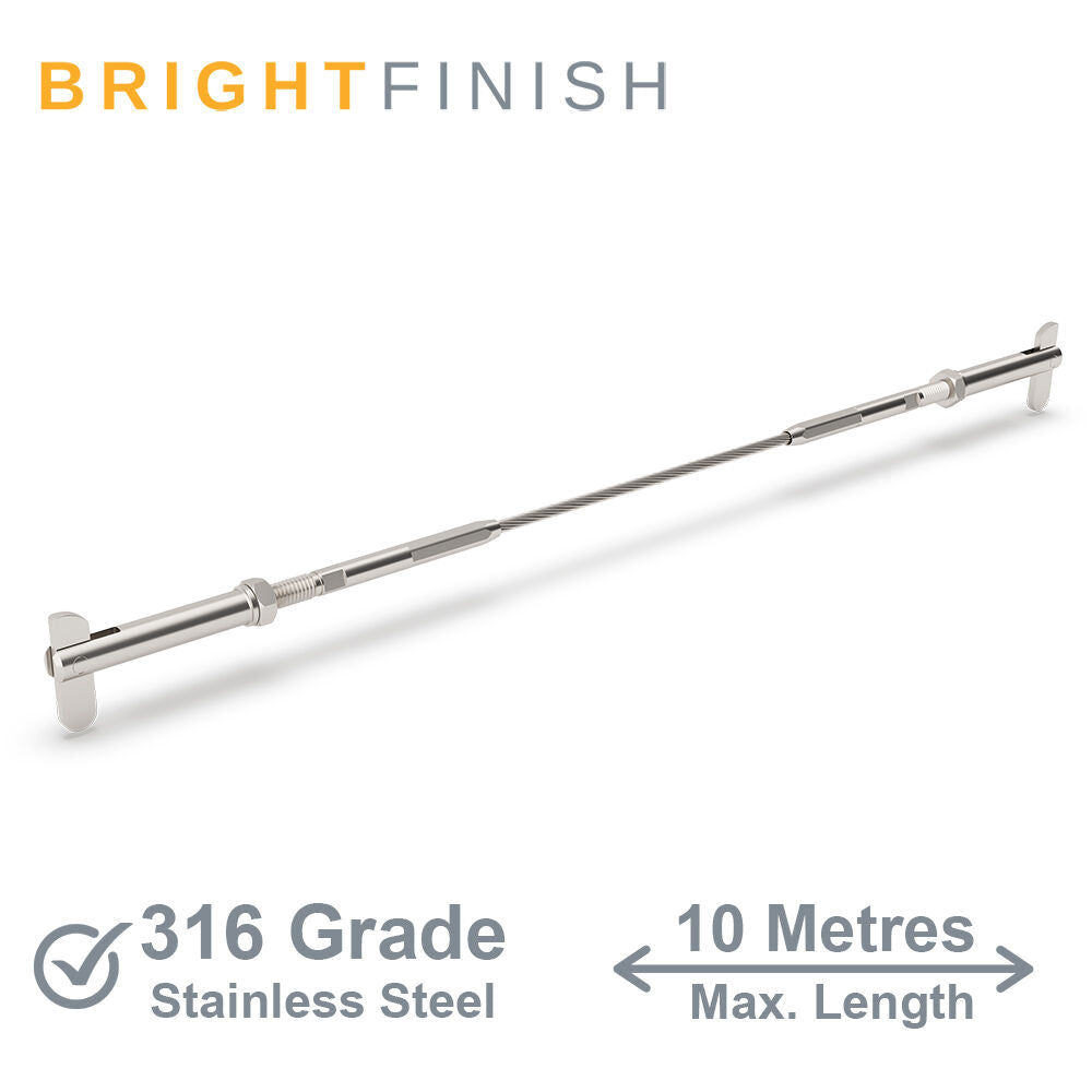 Bright Finish Factory Swaged Wire Balustrade - Toggle Lock System - Suits Metal Posts