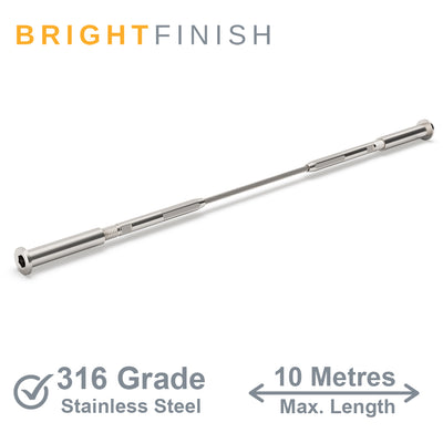 Bright Finish Factory Swaged Wire Balustrade - Tensioner Terminal System - Suits Timber or Metal Posts