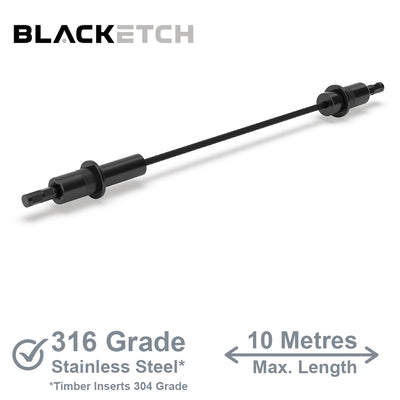 BlackEtch DIY Swaged Wire Balustrade (Supplied as components only) - DIY Tension Rod System - Suits Metal Posts