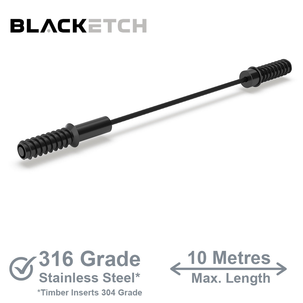 BlackEtch DIY Swaged Wire Balustrade (Supplied as components only) - DIY Tension Rod System - Suits Timber Posts