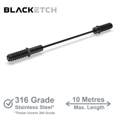 BlackEtch DIY Swaged Wire Balustrade (Supplied as components only) - DIY Tension Rod System - Suits Timber Posts