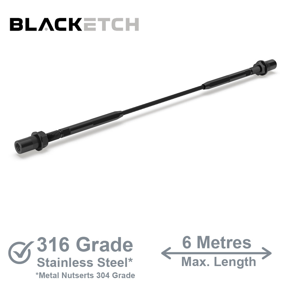 BlackEtch Factory Swaged Wire Balustrade - Metal Insert System - Suits Metal Posts