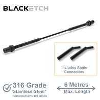 BlackEtch Factory Swaged Wire Balustrade - Metal Insert STAIR System (Includes Angle Connectors) - Suits Metal Posts