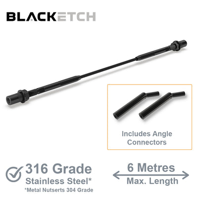 BlackEtch Factory Swaged Wire Balustrade - Metal Insert STAIR System (Includes Angle Connectors) - Suits Metal Posts