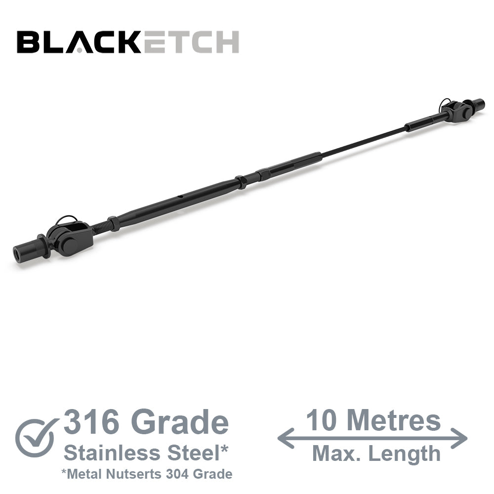 BlackEtch Factory Swaged Wire Balustrade - Rig Fork System with Nutserts - Suits Metal Posts