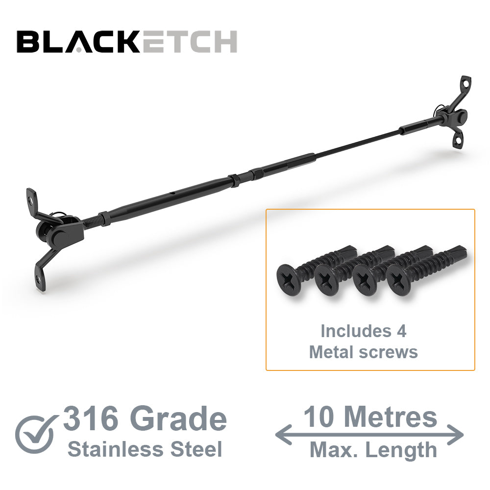 BlackEtch Factory Swaged Wire Balustrade - Rig Fork System with Saddles - Suits Metal Posts