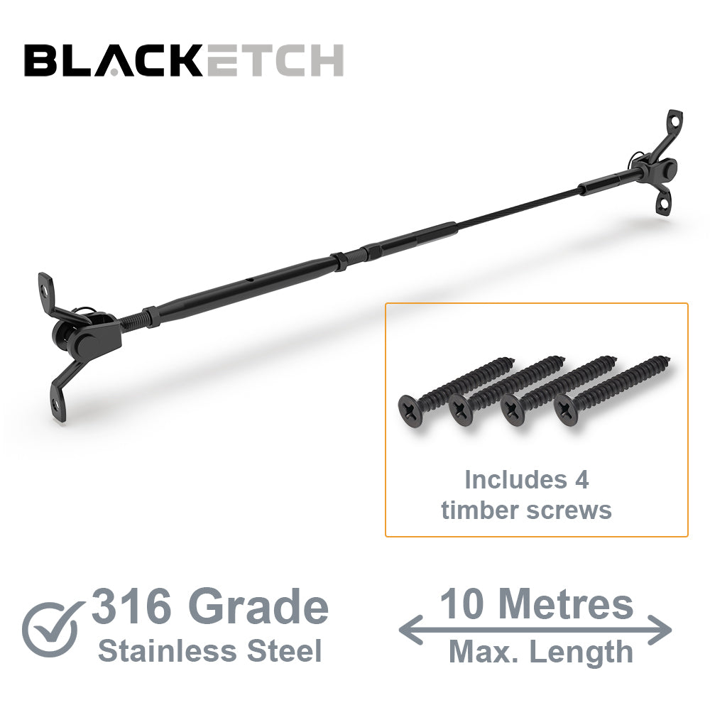 BlackEtch Factory Swaged Wire Balustrade - Rig Fork System with Saddles - Suits Timber Posts