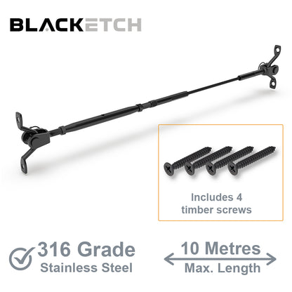 BlackEtch Factory Swaged Wire Balustrade - Rig Fork System with Saddles - Suits Timber Posts