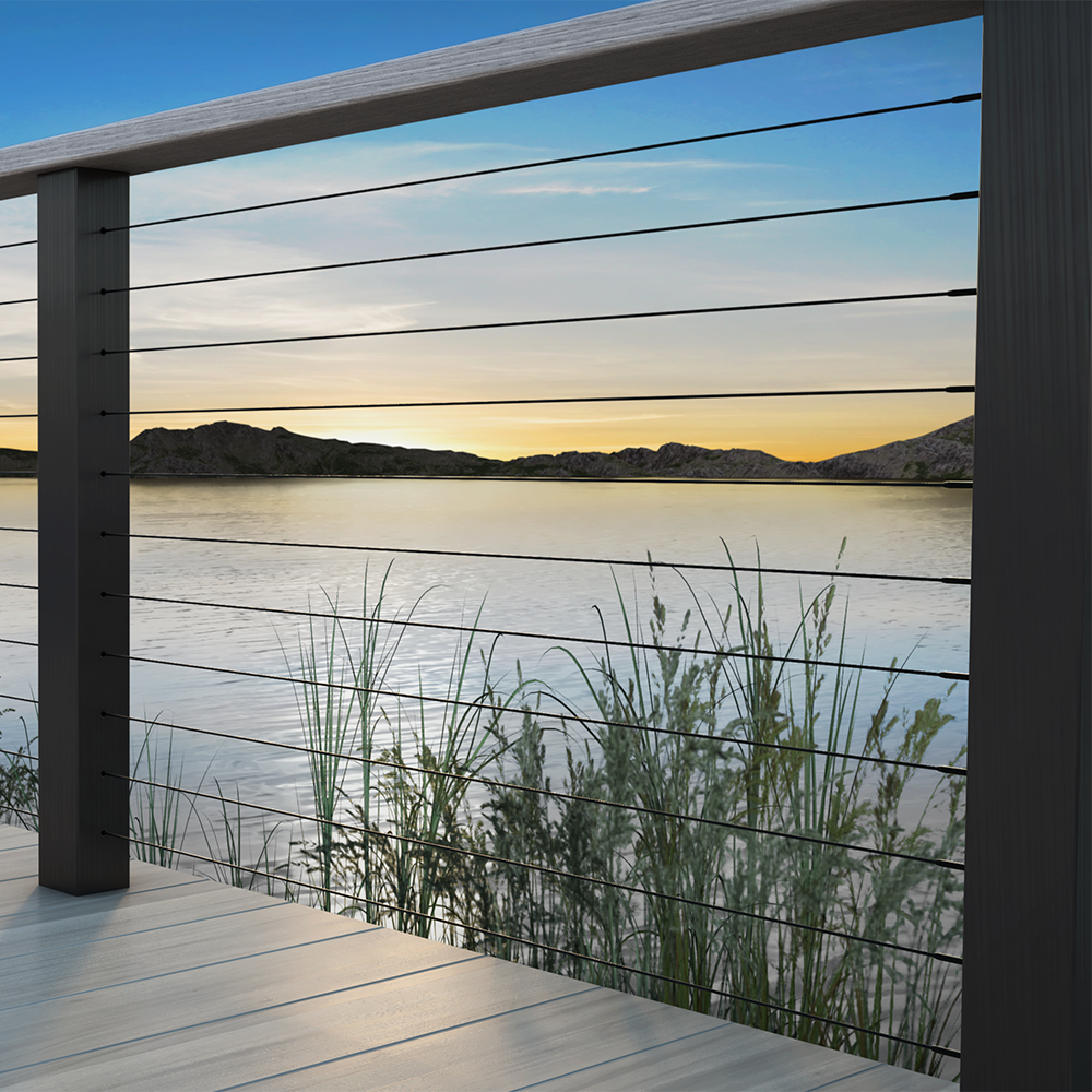 BlackEtch Factory Swaged Wire Balustrade - Rig Fork System with Saddles - Suits Timber Posts