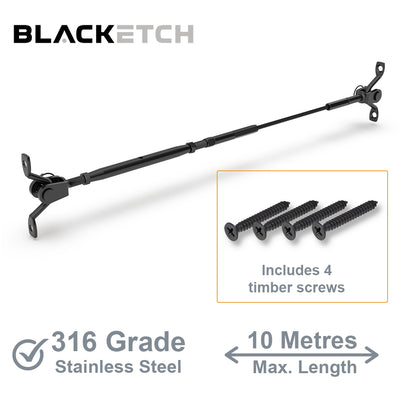 BlackEtch Factory Swaged Wire Balustrade - Rig Fork System with Saddles - Suits Timber Posts