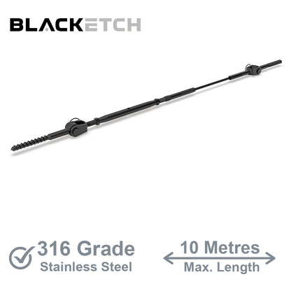 BlackEtch Factory Swaged Wire Balustrade - Rig Fork System with Screw Eyes - Suits Timber Posts