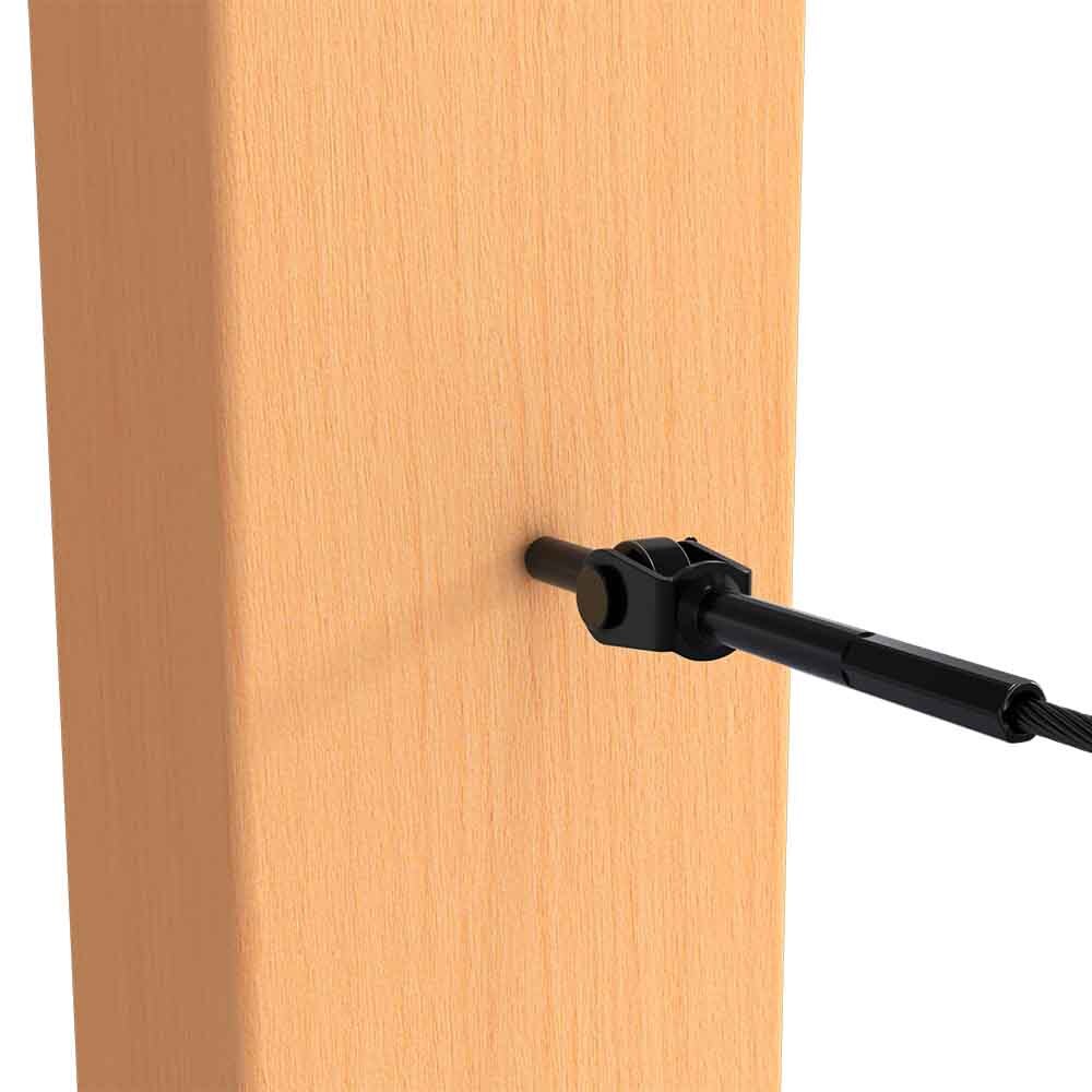 BlackEtch Factory Swaged Wire Balustrade - Rig Fork System with Screw Eyes - Suits Timber Posts