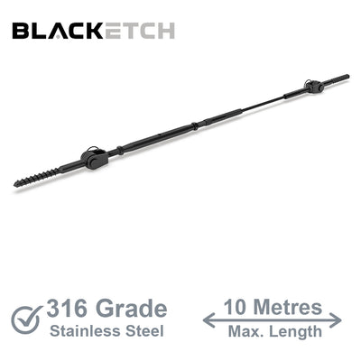 BlackEtch Factory Swaged Wire Balustrade - Rig Fork System with Screw Eyes - Suits Timber Posts