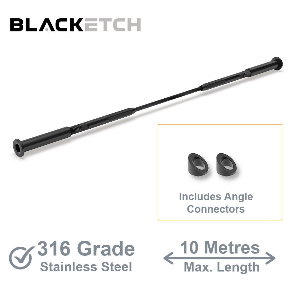 BlackEtch Factory Swaged Wire Balustrade - Tensioner Terminal STAIR System (Includes Bevelled Washers) - Suits Timber or Metal Posts
