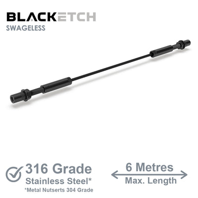 BlackEtch DIY SWAGELESS Wire Balustrade - Metal Insert System - Suits Metal Posts