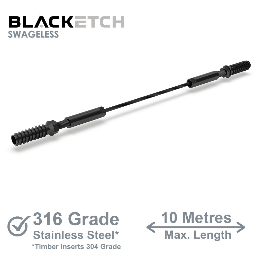 BlackEtch DIY SWAGELESS Wire Balustrade - Timber Insert System - Suits Timber Posts