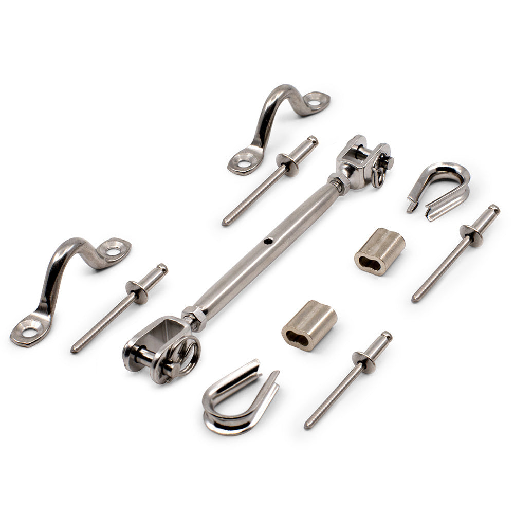 Bright Finish DIY Rigging Screw Kit for 3.2mm Wire Rope - Suits Metal Posts