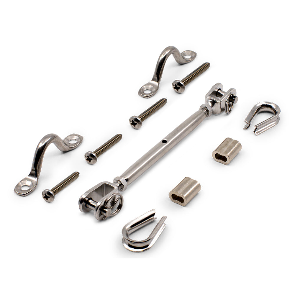 Bright Finish DIY Rigging Screw Kit for 3.2mm Wire Rope - Suits Timber Posts