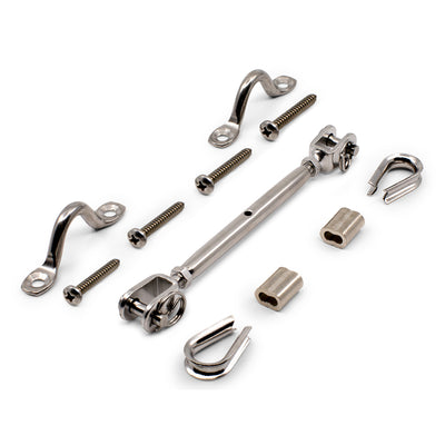 Bright Finish DIY Rigging Screw Kit for 3.2mm Wire Rope - Suits Timber Posts