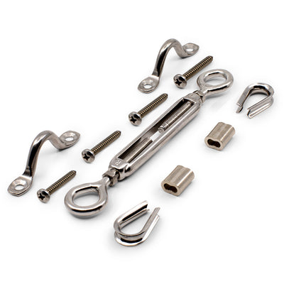 Bright Finish DIY Turnbuckle Kit for 3.2mm Wire Rope - Suits Timber Posts