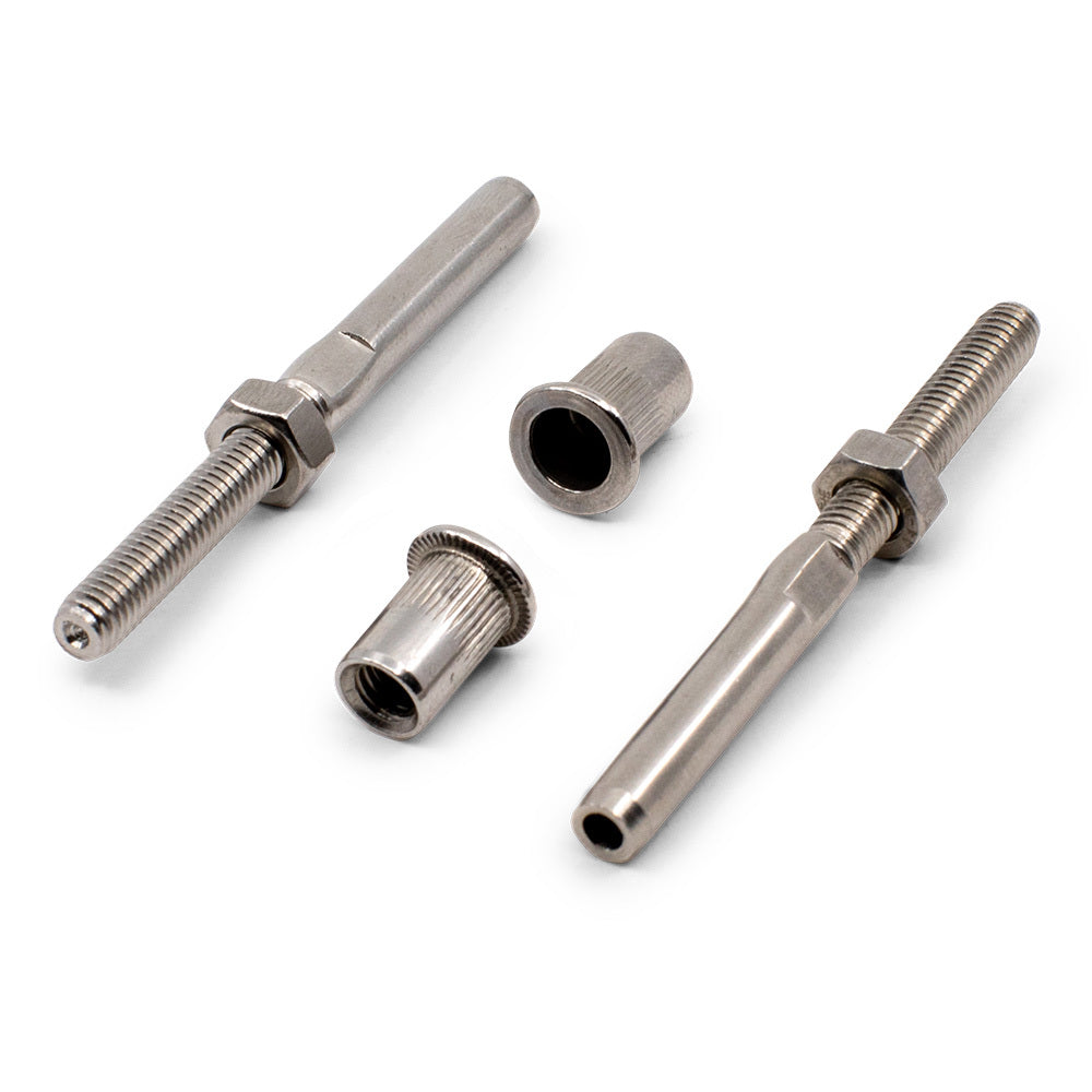 Bright Finish Metal Insert Kit for 3.2mm Wire Rope - Suits Metal Posts