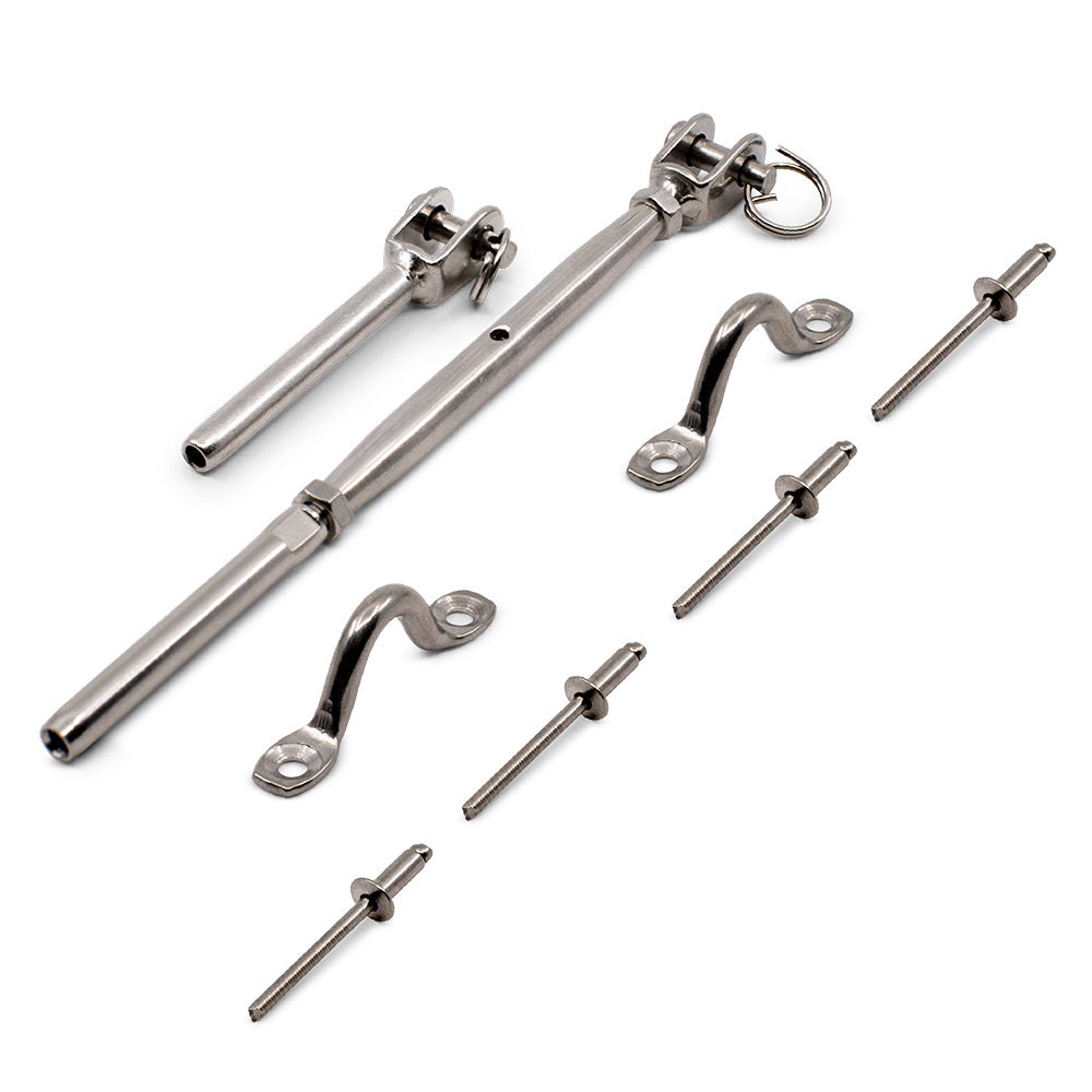 Bright Finish Rig Fork System with Saddles for 3.2mm Wire Rope - Suits Metal Posts