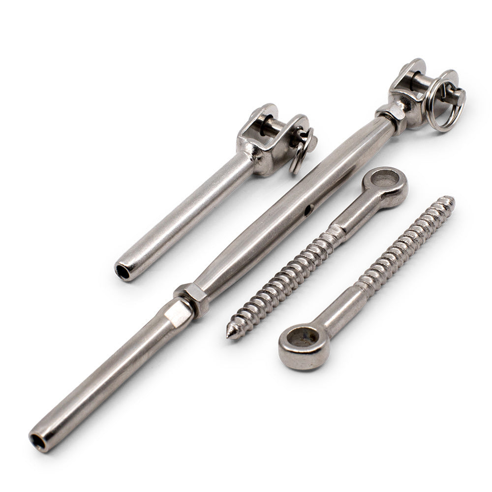 Bright Finish Rig Fork Kit with Screw Eyes for 3.2mm Wire Rope - Suits Timber Posts