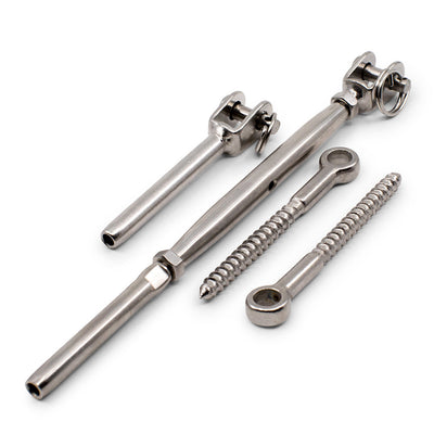 Bright Finish Rig Fork Kit with Screw Eyes for 3.2mm Wire Rope - Suits Timber Posts